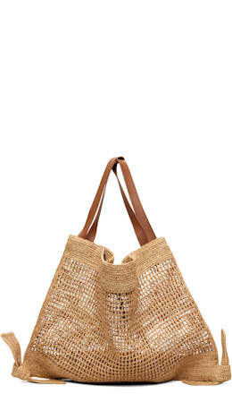 Beige Cador Raffia Mesh Tote - HEREU
