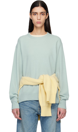 Blue Extra Fine Wool Knit Sweater - ssstein