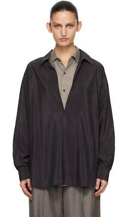 Brown Silk Nylon Skipper Shirt - ssstein