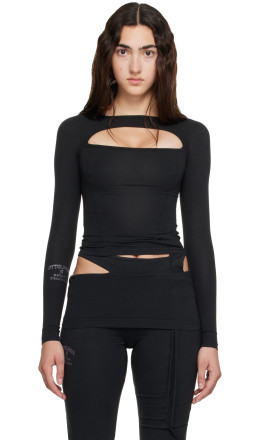 Black Split Racerback Rib Longsleeve T-shirt Black Split Racerback Rib Longsleeve T-shirt
