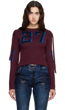 Burgundy Knit Strappy Longsleeve T-shirt Burgundy Knit Strappy Longsleeve T-shirt