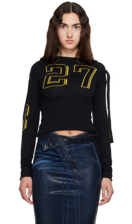 Black Knit Strappy Longsleeve T-shirt Black Knit Strappy Longsleeve T-shirt