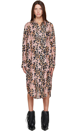 Pink Jumbo Shirt Midi Dress - R13