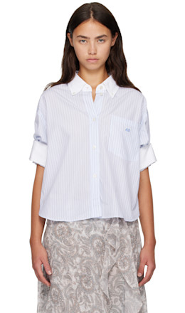 Blue Pinstripe Button-Up Shirt - Acne Studios