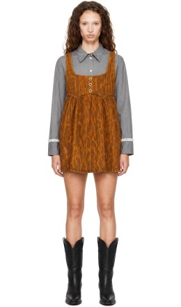 Orange Leopard Denim Minidress Orange Leopard Denim Minidress