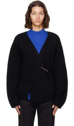 Black Off-Shoulder Wrap Cardigan - Róhe