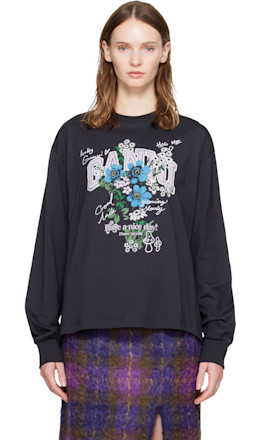Black Flowers Long Sleeve T-shirt