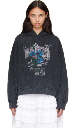 Gray Isoli Cropped Vintage Wash Hoodie
