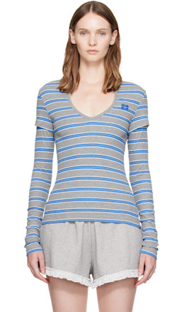Gray & Blue Stripe Long-Sleeve T-shirt