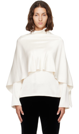 Off-White Satin Cape Blouse - Róhe