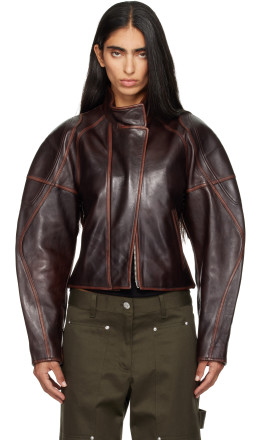 Brown Saddle Leather Jacket - Helmut Lang