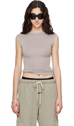 Taupe Soft Rib Fitted Tank Top