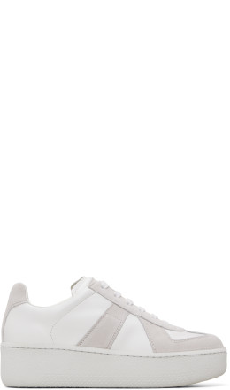 White & Taupe Replica Wedge Sneakers White & Taupe Replica Wedge Sneakers