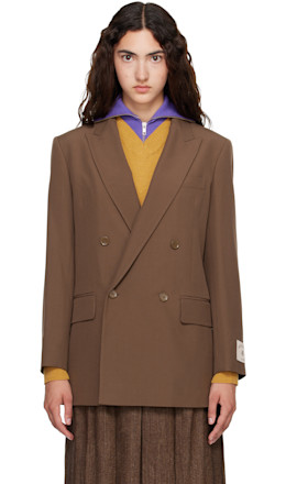 Taupe Wool Blend Suit Blazer - MM6 Maison Margiela