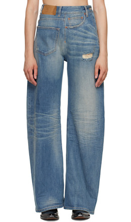 Blue Sideways Denim Jeans - MM6 Maison Margiela