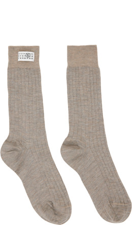 Beige Wool Blend Socks