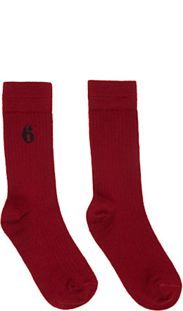 Red Wool Blend Socks
