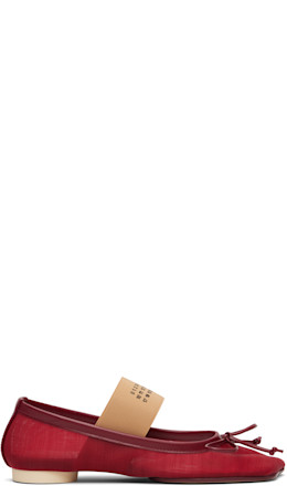 Red Anatomic Numeric Ballerina Flats - MM6 Maison Margiela