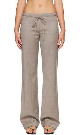 Taupe 90s Wool Rouleau Minimal Trousers - St. Agni