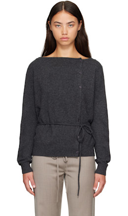 Gray Cashmere Asymm Cardigan - St. Agni