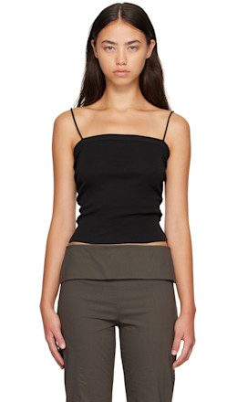 Black Organic Cotton Square Neck Camisole - St. Agni