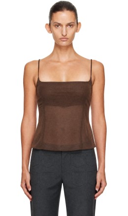 Brown Stretch Silk Camisole - St. Agni