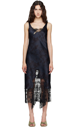 Navy & Black Anemone Midi Dress - Collina Strada