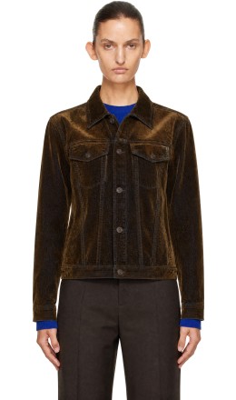 Brown Flocked Denim Trucker Jacket - TONYWACK