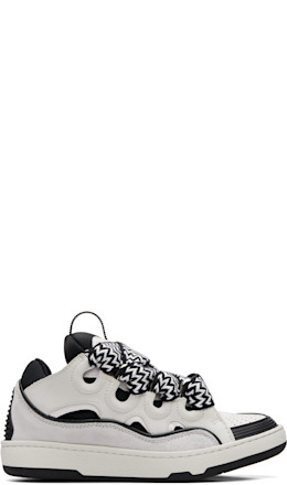 White & Black Bicolor Curb Sneakers