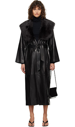 Black Briona Leather Coat - Nour Hammour
