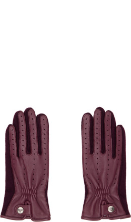 Burgundy Leather & Wool Gloves - Vivienne Westwood