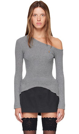 Gray Long Sleeve Orgy Shoulder T-shirt