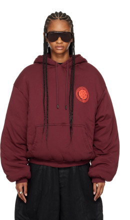 Burgundy Wadded Slouch Hoodie - LU'U DAN