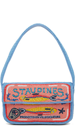 Blue & Pink Tommy Beaded Bag - Staud