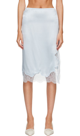 Blue Milena Silk Lace Midi Skirt - R2W