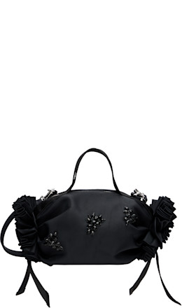 Black Mini Double Ribbon Rosette Top Handle Bag - Simone Rocha