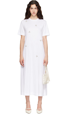 White Easy Embellished T-shirt Midi Dress - Simone Rocha