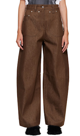 Brown Wide Leg Utility Curve Jeans - Simone Rocha