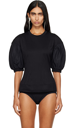 Black Puff Sleeve Sculpted Contrast T-shirt - Simone Rocha