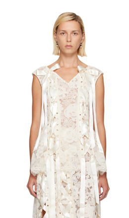 Off-White Unraveling Ribbon Portrait Top