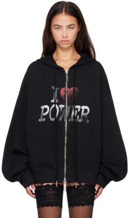 Black 'Power' Hoodie - MATIÈRES FÉCALES