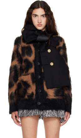 Beige Leopard Mohair Knit Cardigan - sacai
