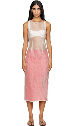 SSENSE Exclusive Pink Dharee Transparent Midi Dress - RESCHA