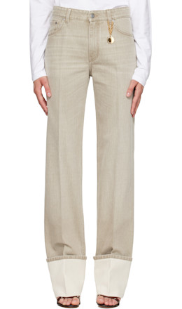 Beige Straight Turn-Up Jeans - Stella McCartney