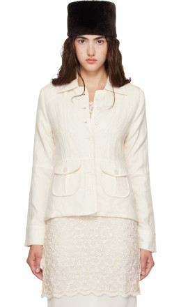 SSENSE Exclusive Off-White Wool Utility Jacket - Kanika Agarwal