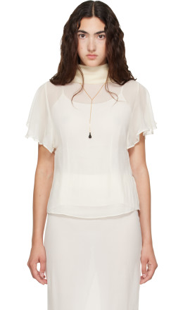 SSENSE Exclusive Off-White Flutter Sleeve Drap-Back Top - Kanika Agarwal