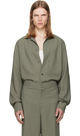 Taupe Atlas Button-Down Shirt - Calvin Klein Collection
