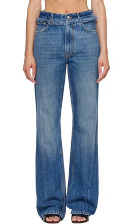 Blue Fringed Straight Jeans - Rabanne