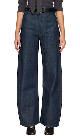 Indigo High Waisted Curved Jeans - LEMAIRE