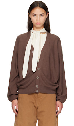 Brown Relaxed Twisted Cardigan - LEMAIRE
